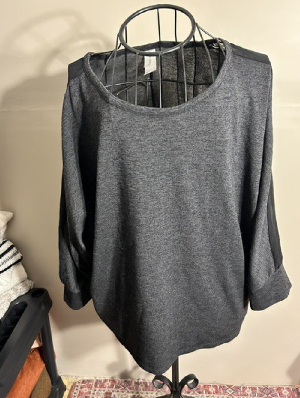 size 2x 2 x xxl womens gray black shirt casual dress blouse